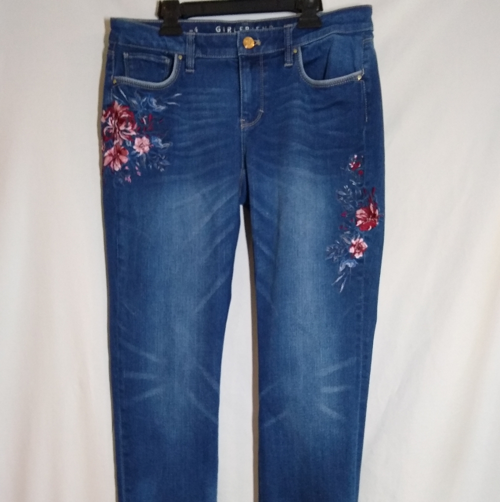 WHBM Girlfriend Embroidered Stretch Skinny Jean
